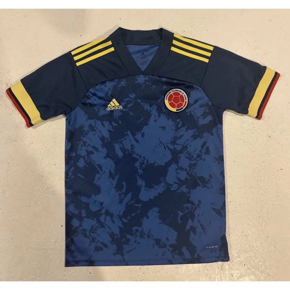 Adidas Soccer Jersey 2020-2021 Colombia Away Mens S Blue Embroidered FI5295